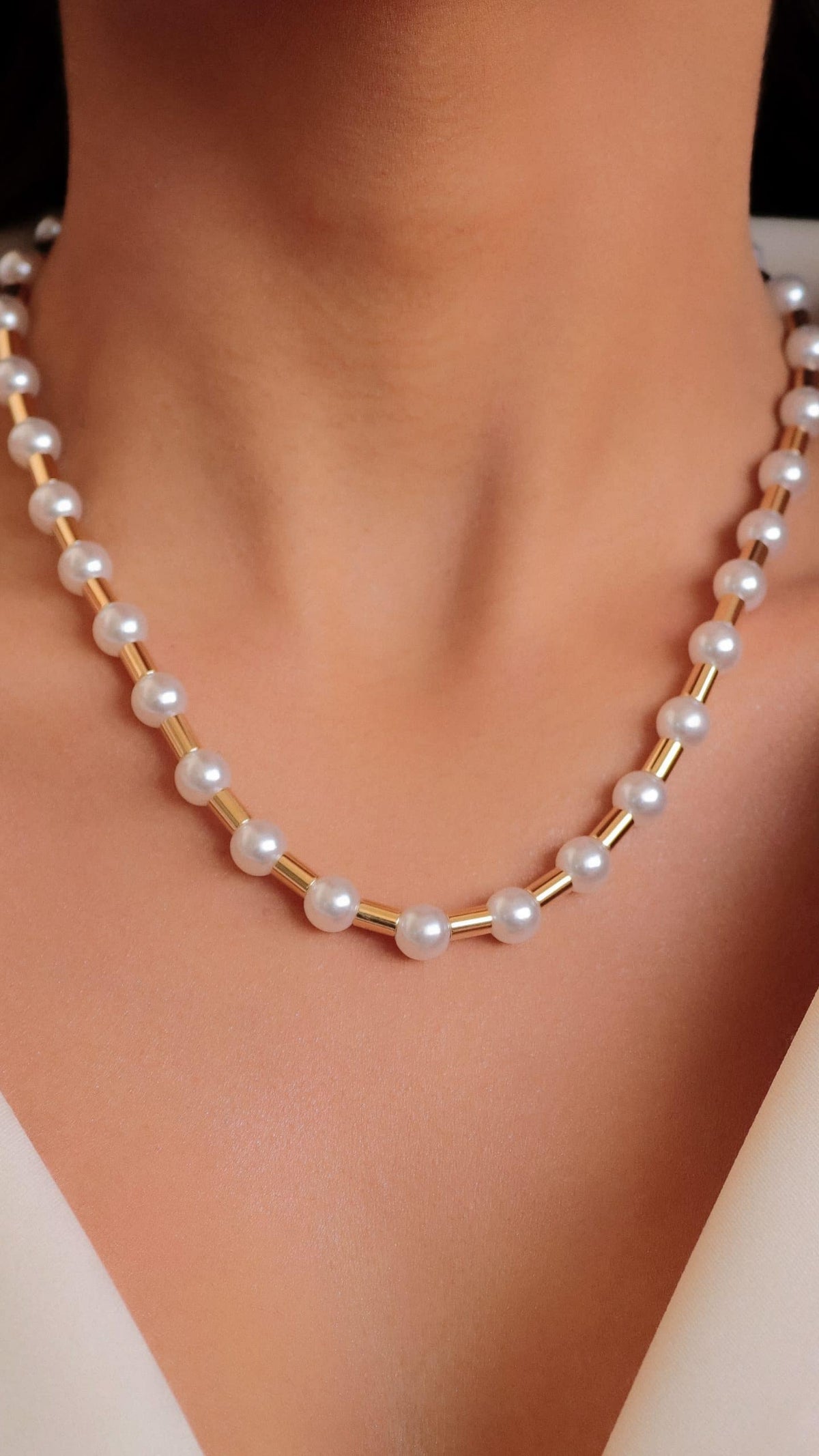 Colar Perola 45 cm Banhado a Ouro