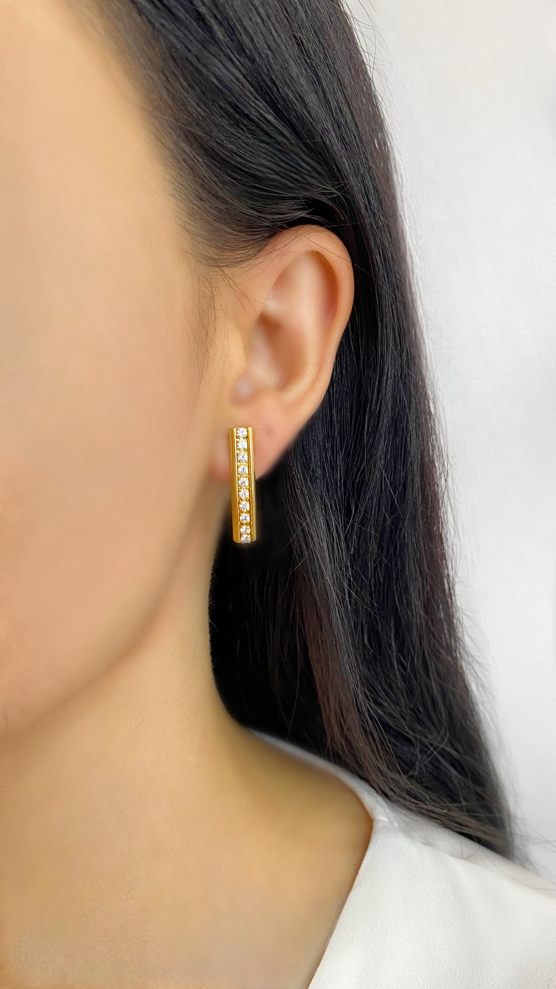 Brinco Palito Zirconia Banhado Ouro
