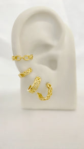 Trio de Brincos Eterno Encanto Banhado a Ouro com Piercing