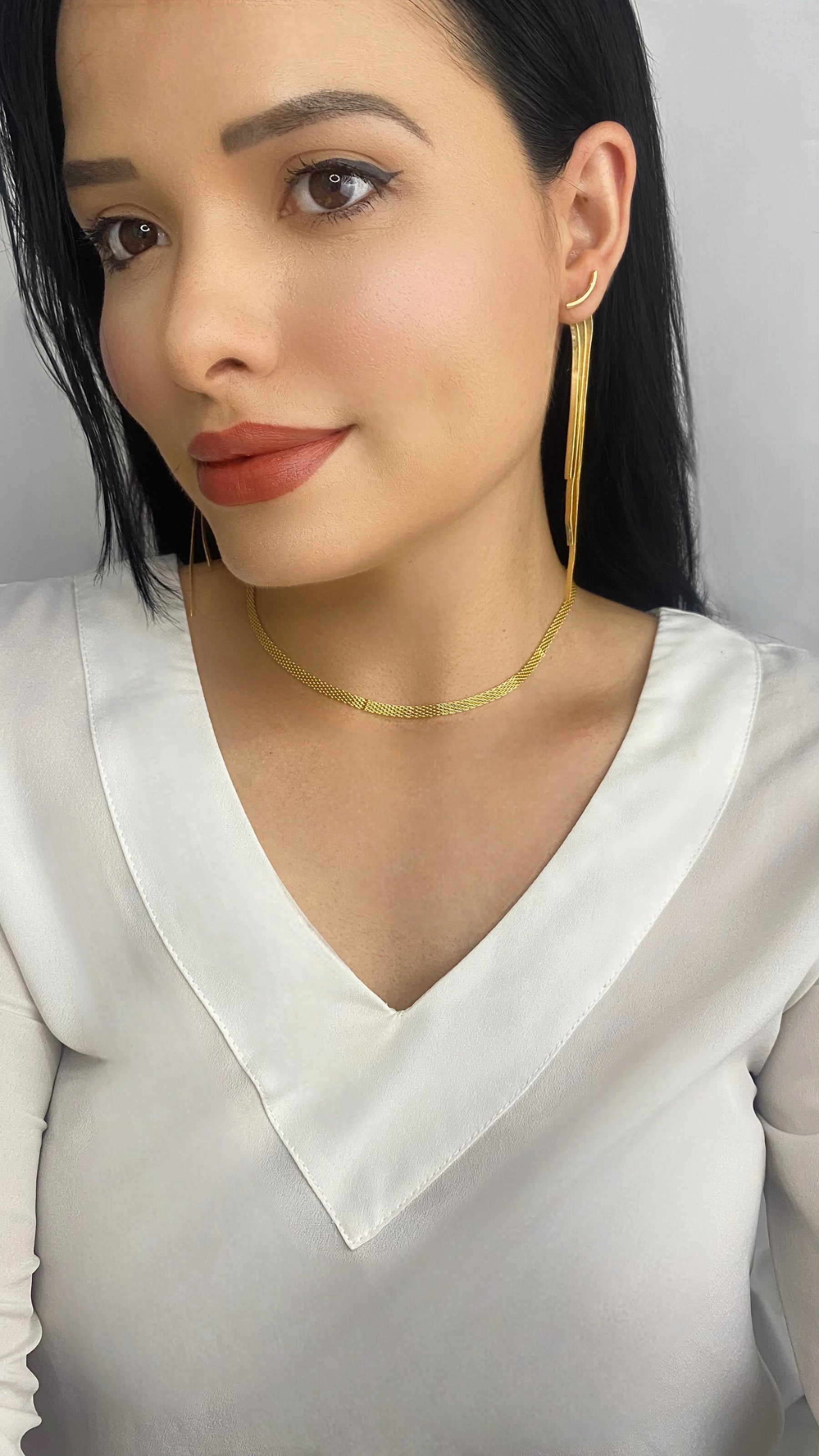 Chocker Rede Dourada Banhada a Ouro