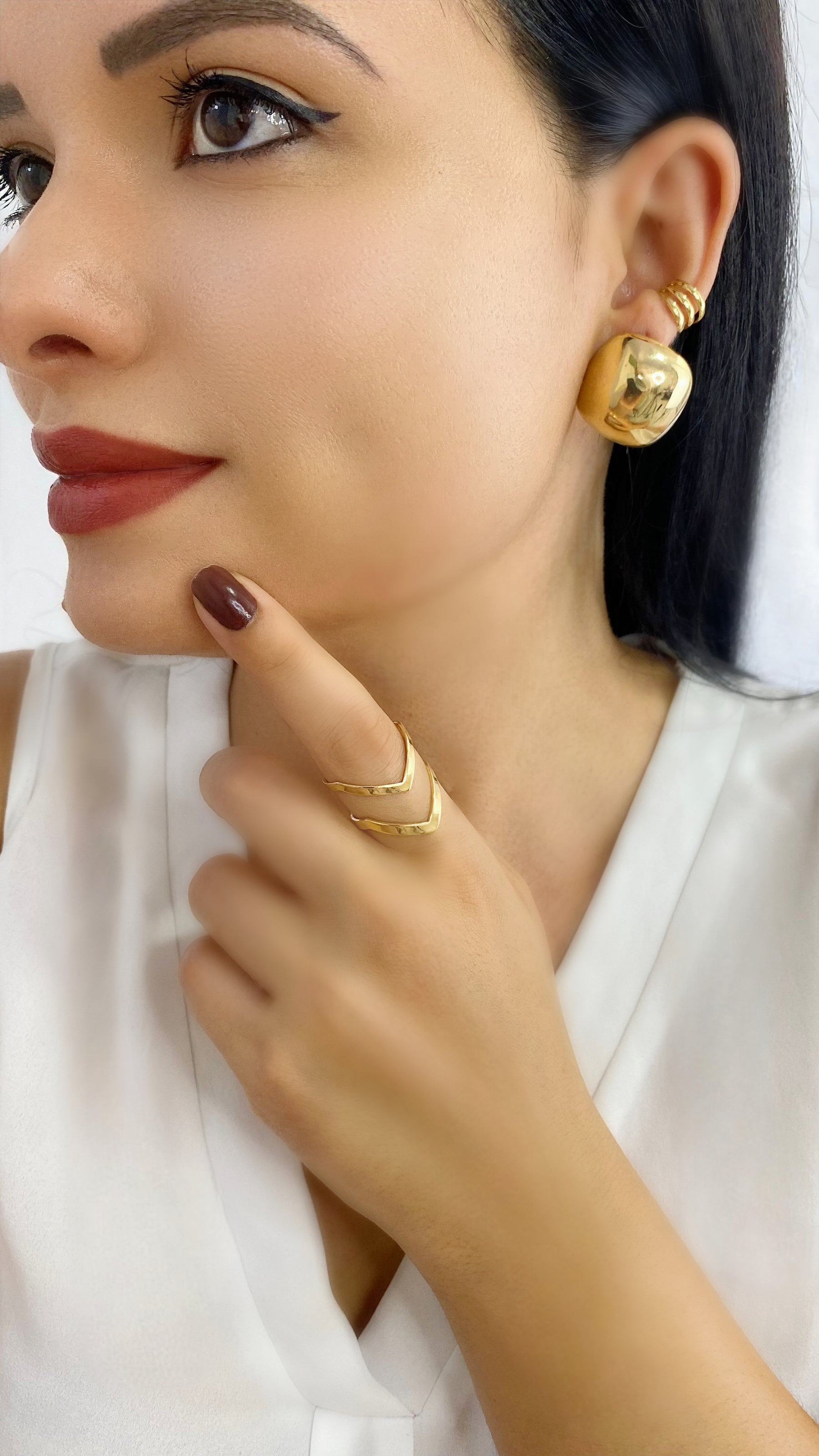 Anel Duplo Banhado a Ouro