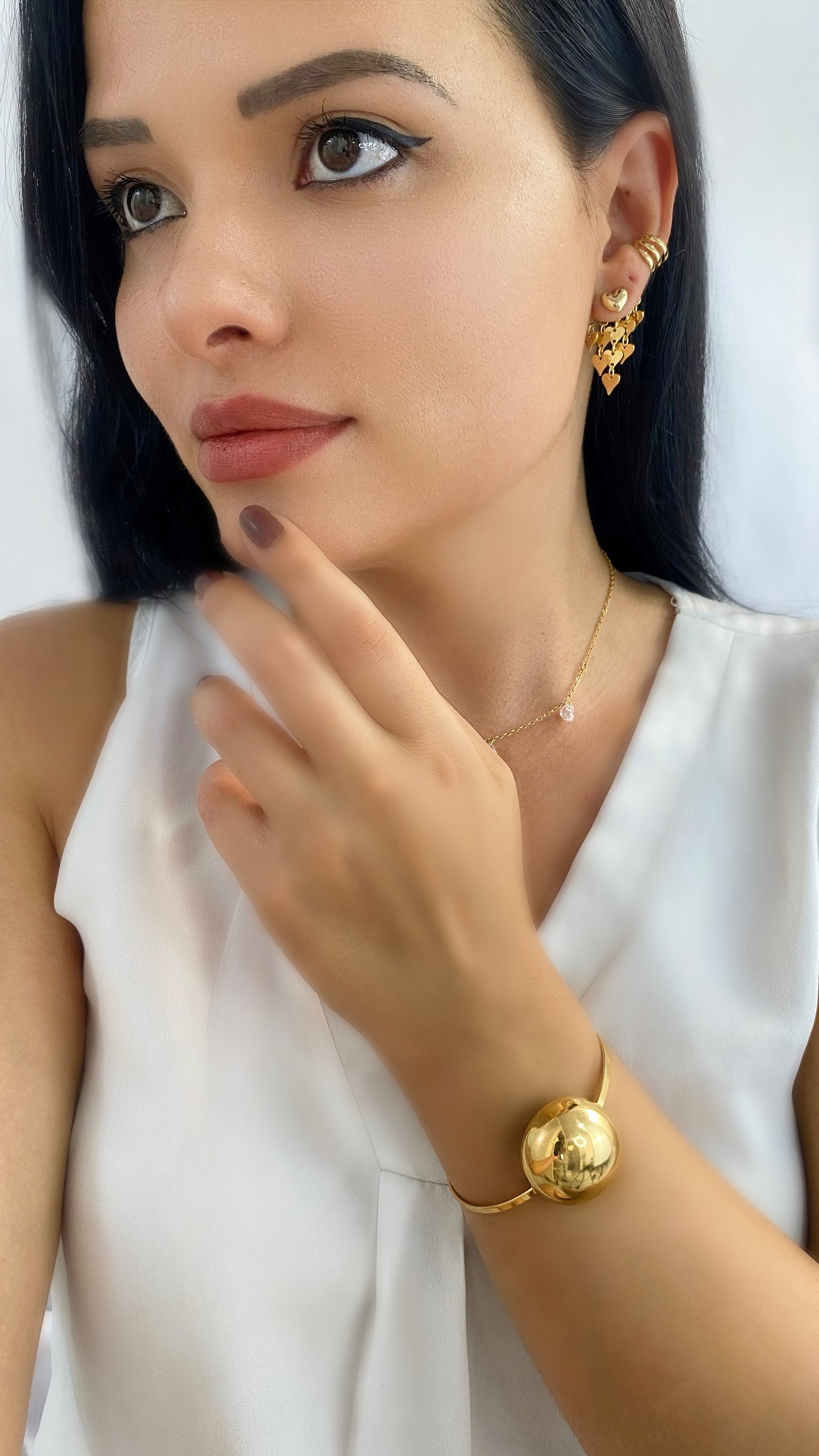 Bracelete Com Esfera Dourada