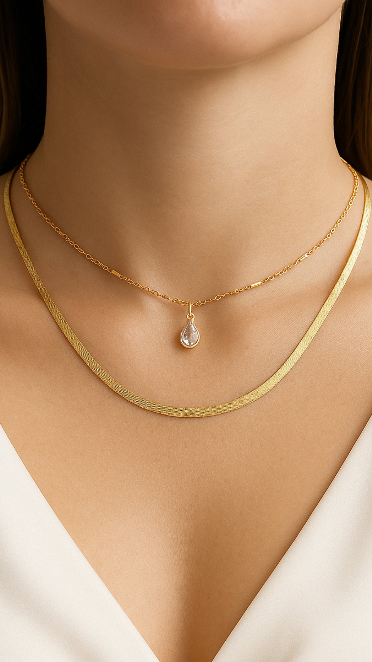 Chocker Gota Banhado a Ouro Com Zircônias