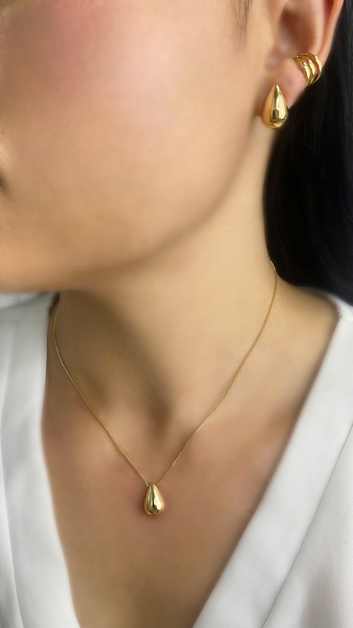 Conjunto Gota de Orvalho Banhado a Ouro