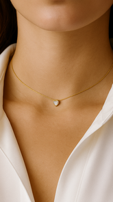 Chocker Coração Banhado a Ouro Com Zircônias