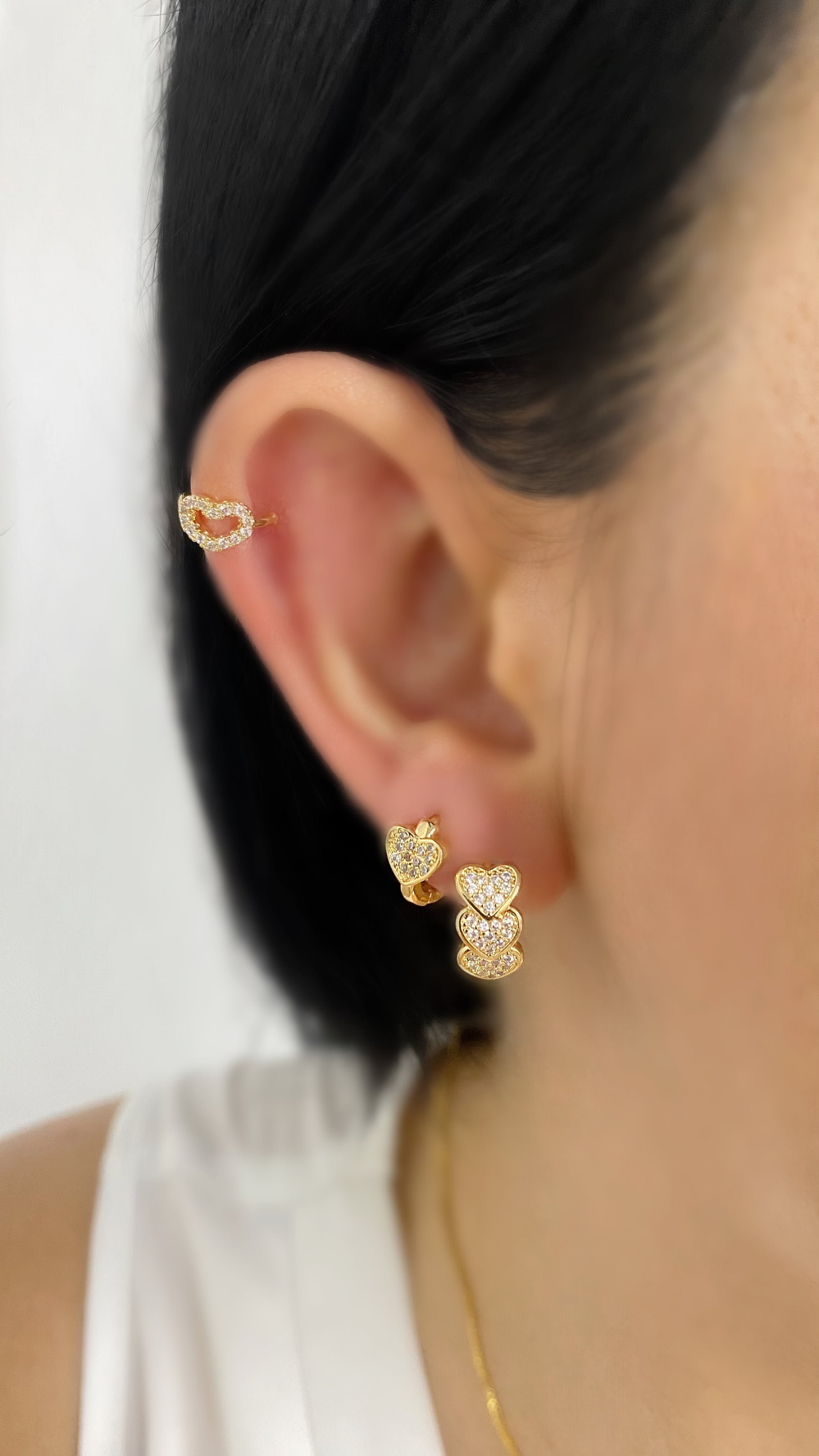 Dupla de Brincos com Piercing Polar com Zircônia