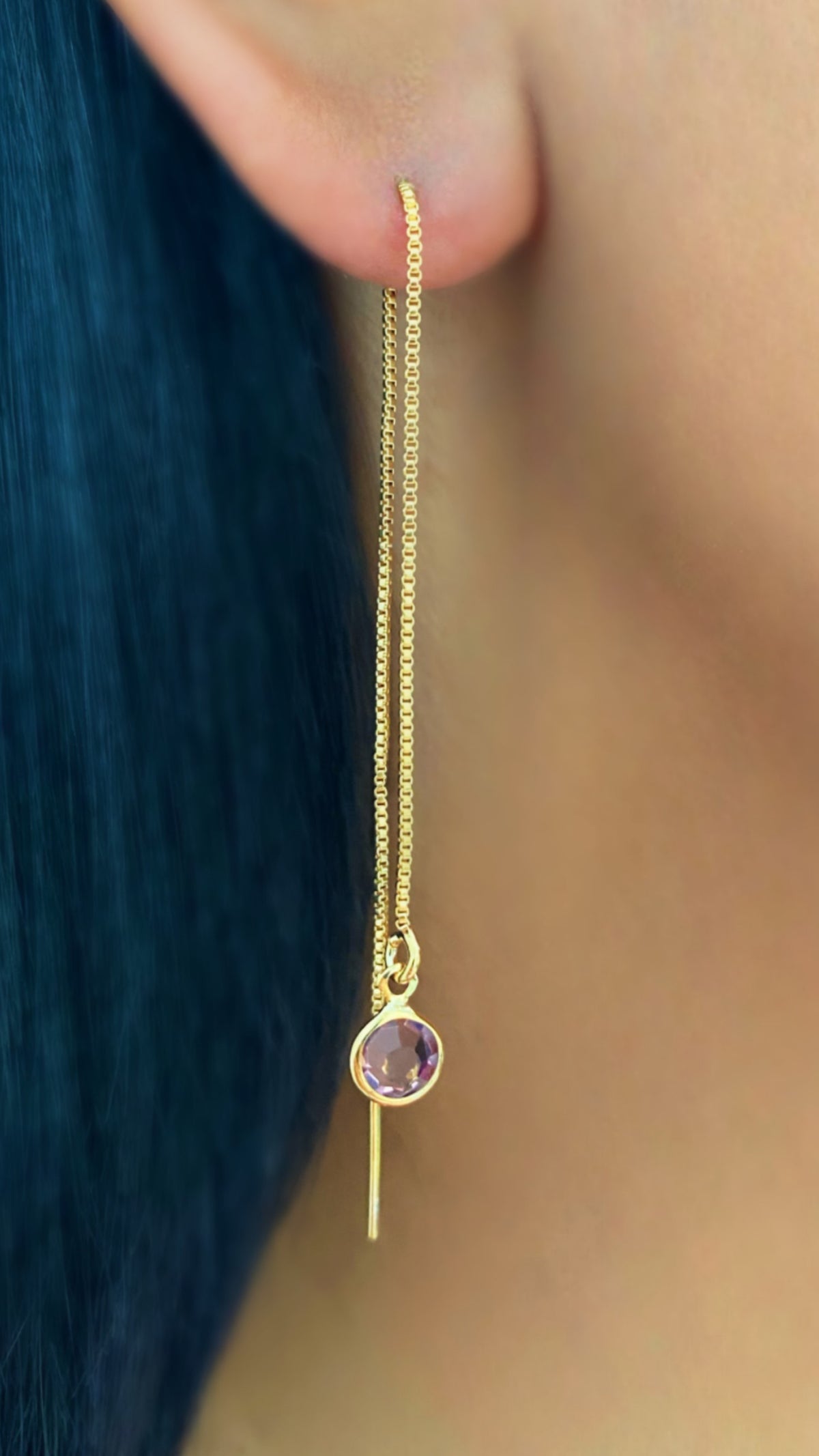 Brinco Fio Luar da Aurora Banhado a Ouro com Zircônia