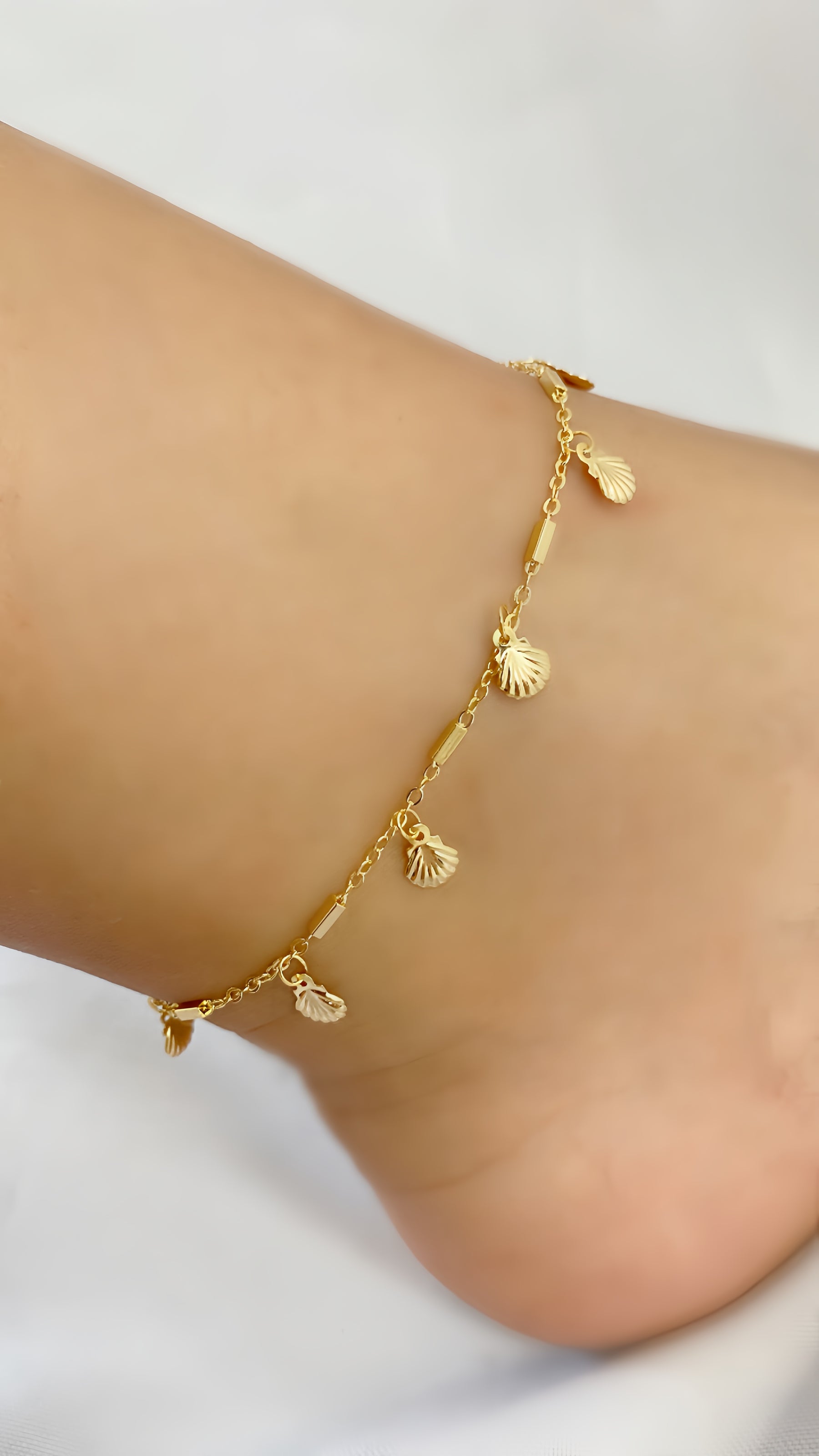 Tornozeleira Mar Gelado Banhado a Ouro