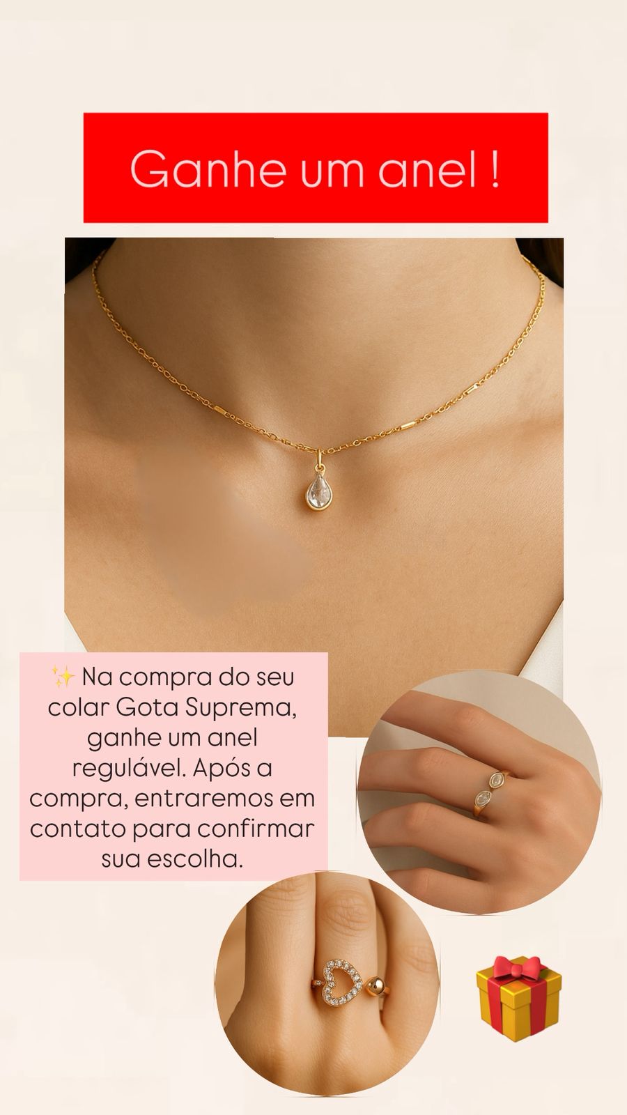 Chocker Gota Banhado a Ouro Com Zircônias