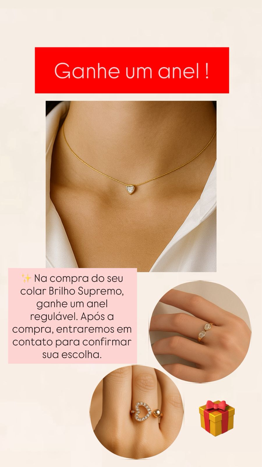 Chocker Coração Banhado a Ouro Com Zircônias