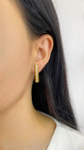 Brinco Palito Zirconia Banhado Ouro