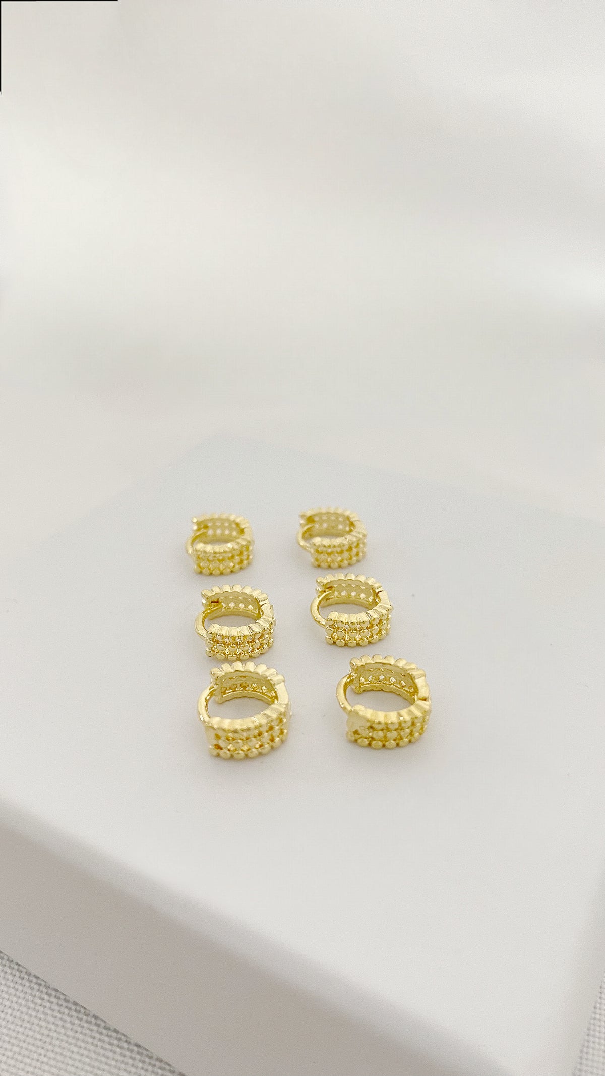 Trio de Brincos Argolinha Lunar Banhado a Ouro