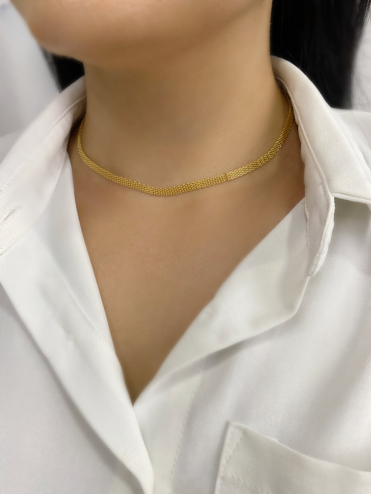 Chocker Rede Dourada Banhada a Ouro