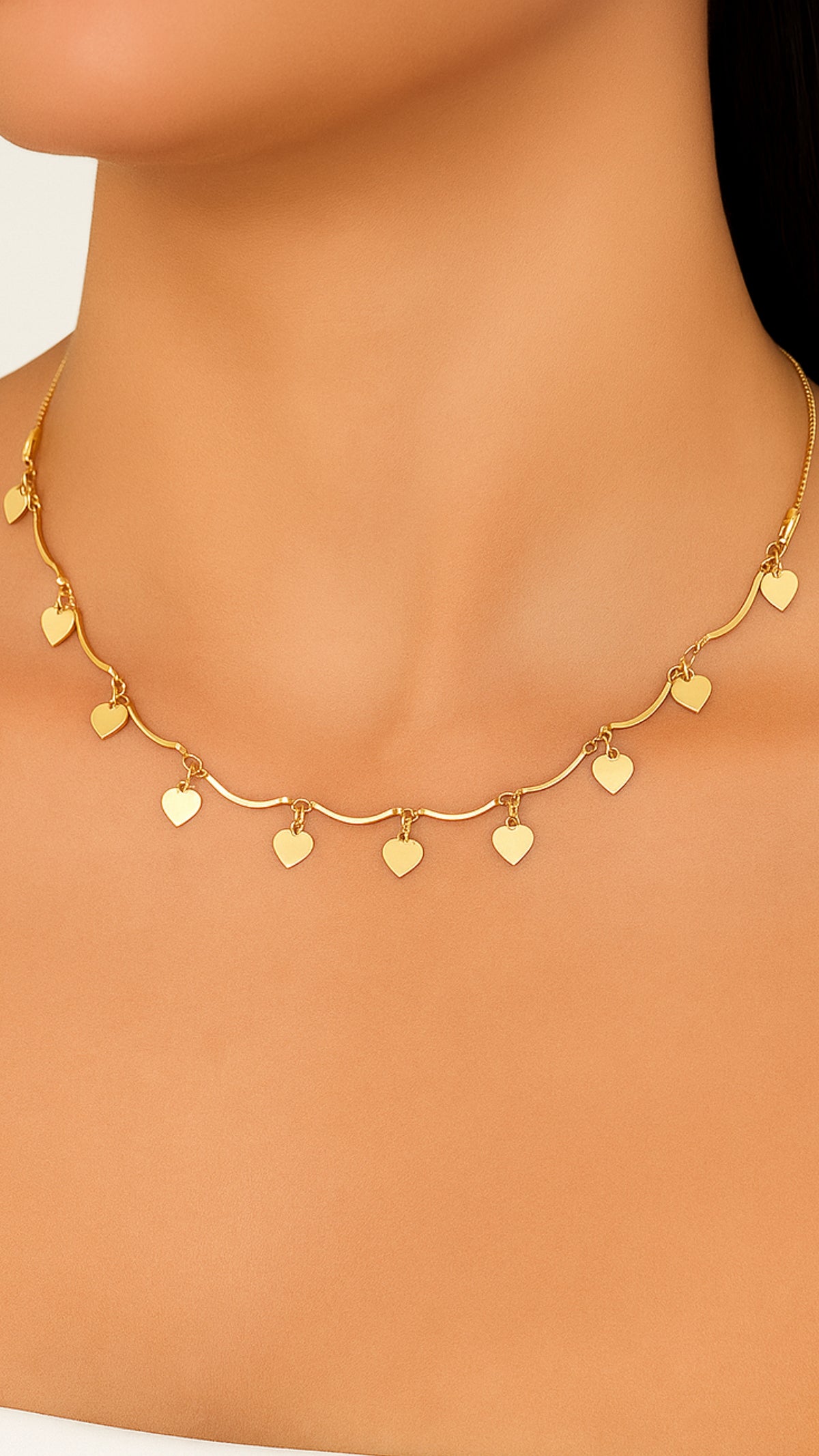 Colar Corações Banhado a Ouro