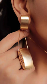 Conjunto Escovado Retangular Banhado a Ouro