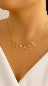 Colar Raio De Sol Banhado a Ouro e Zircônia Cravejada