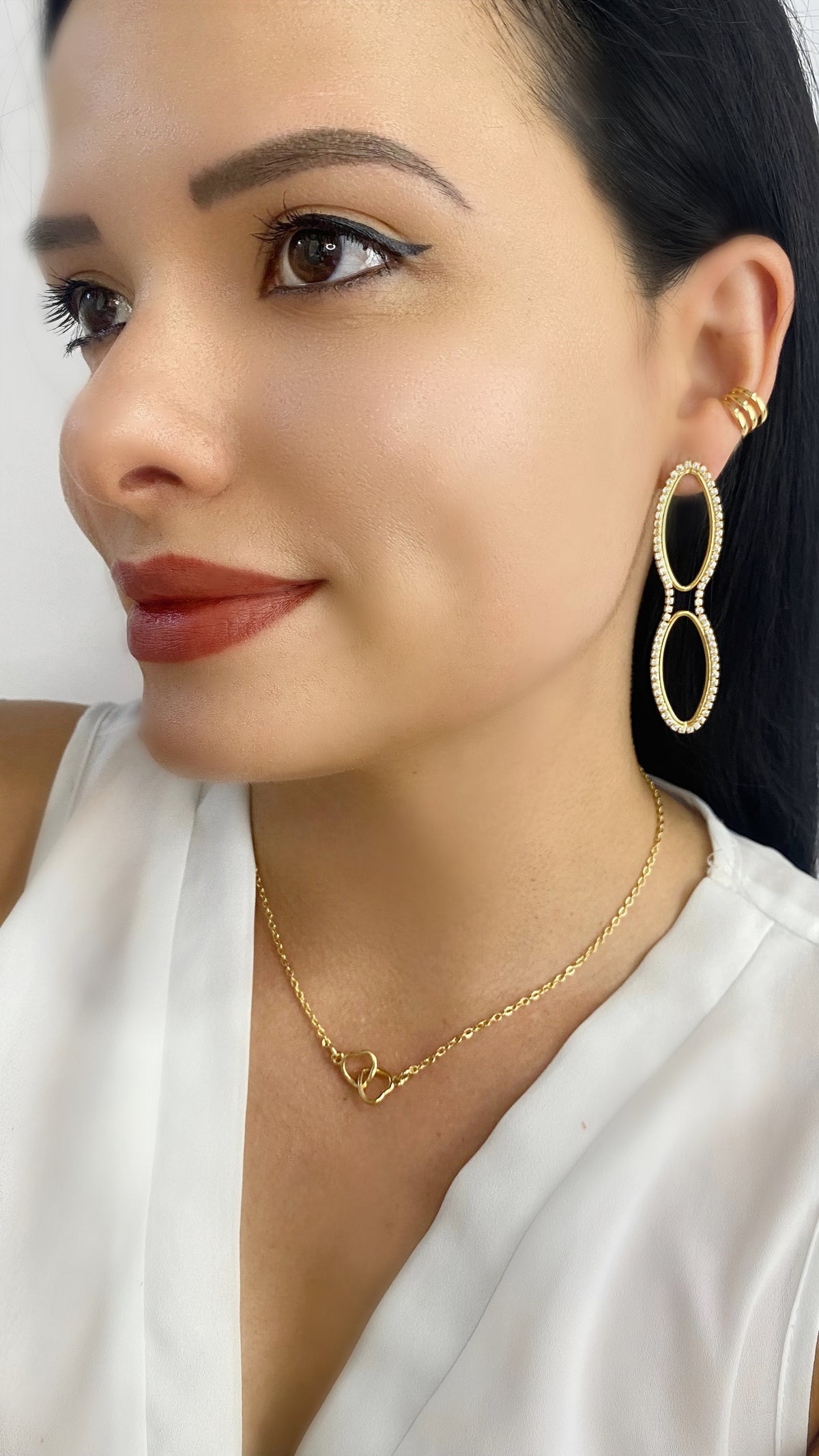 Brinco Harmonia Dourada Banhado a Ouro