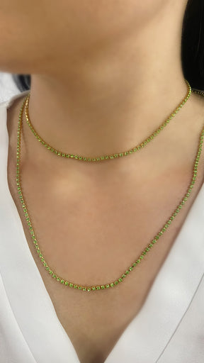 Kit Colar e Choker Verde Auroral Zircônias Cravejadas