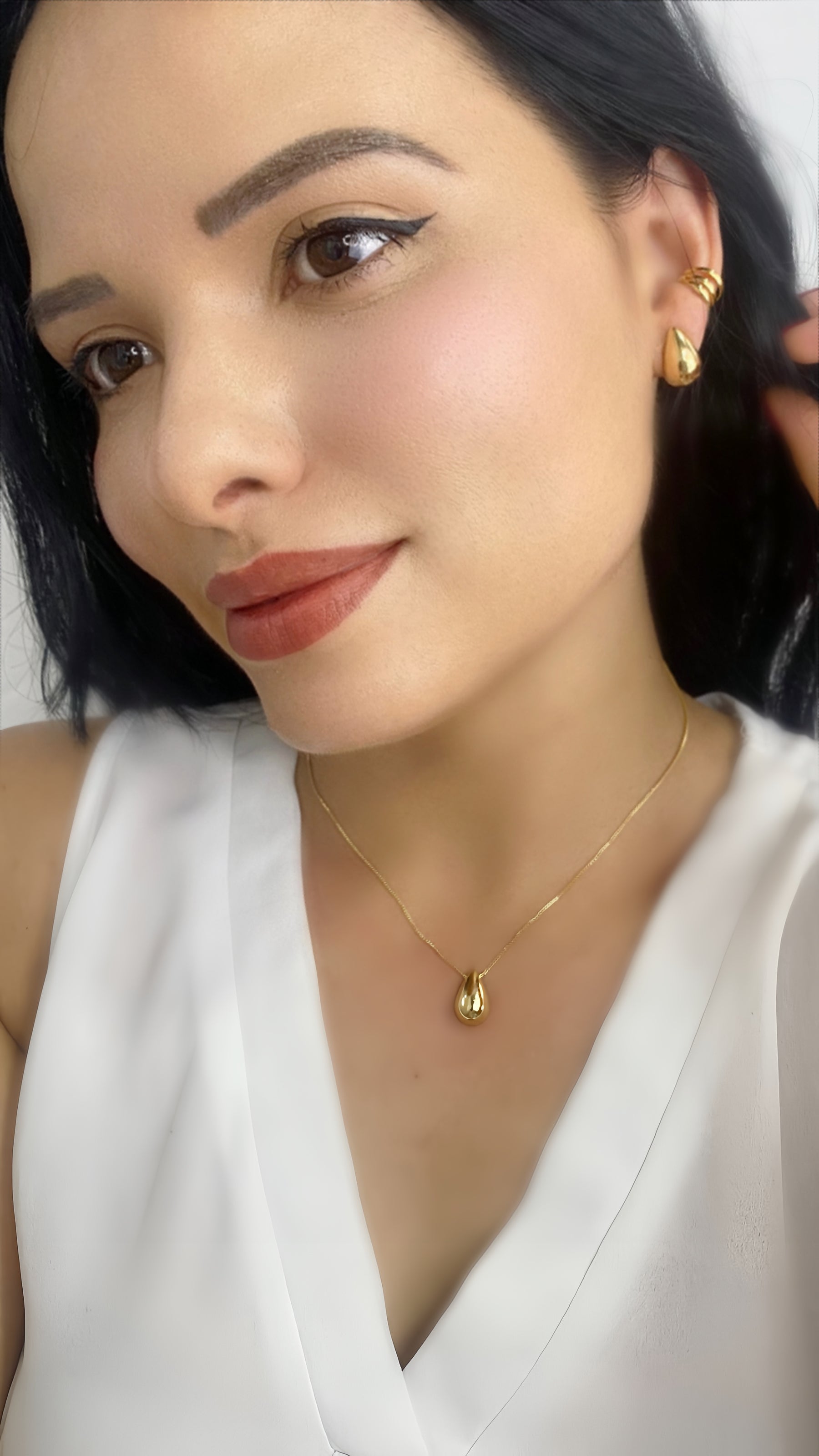 Conjunto Gota de Orvalho Banhado a Ouro