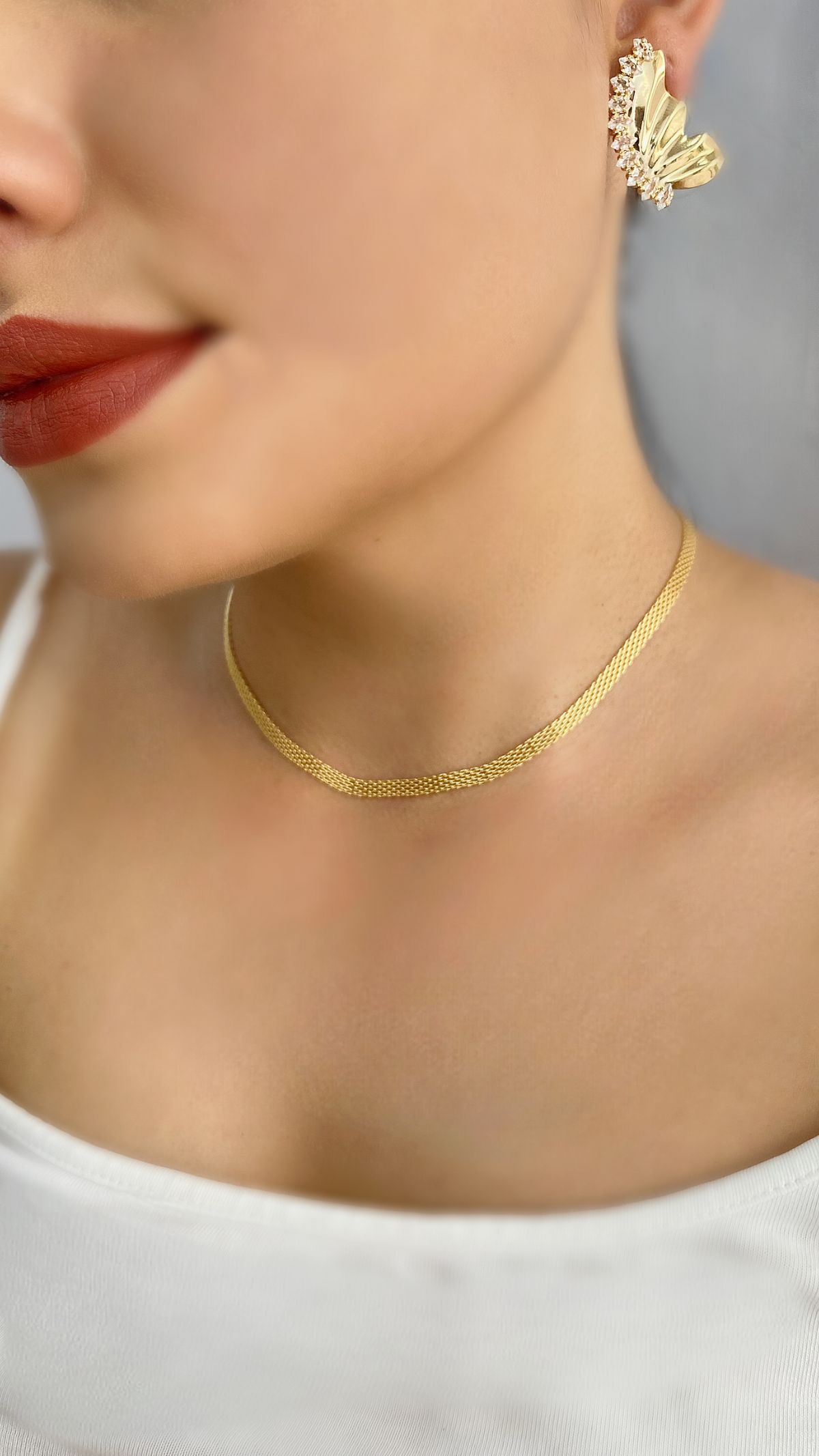 Chocker Rede Dourada Banhada a Ouro