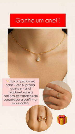 Chocker Gota Banhado a Ouro Com Zircônias