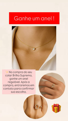 Chocker Coração Banhado a Ouro Com Zircônias